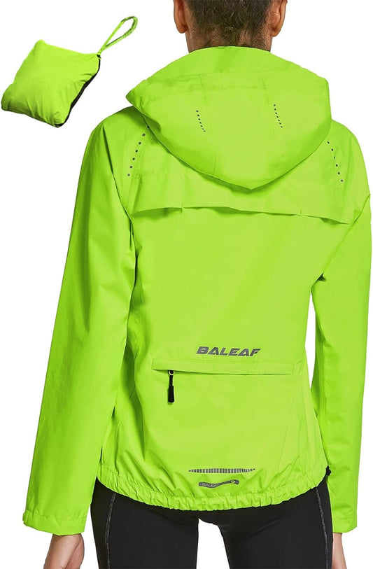 Women'S Running Rain Jackets Cycling Windbreaker Waterproof Reflective Windproof Spring Coat Golf Hiking Hooded