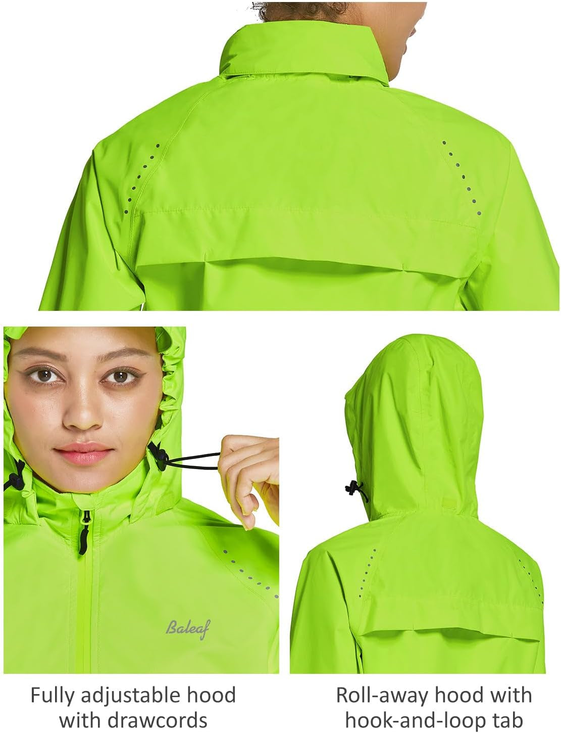 Women'S Running Rain Jackets Cycling Windbreaker Waterproof Reflective Windproof Spring Coat Golf Hiking Hooded